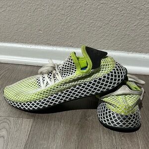 Adidas Lime Green and Black Mesh Sneakers
